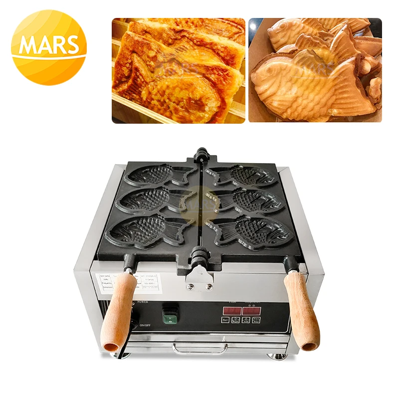 

3 Molds Fish Shaped Waffle Pan Maker Taiyaki Machine Electric 220v 110v Non-stick Biscuit Cake Baker Dessert Cooking Plates