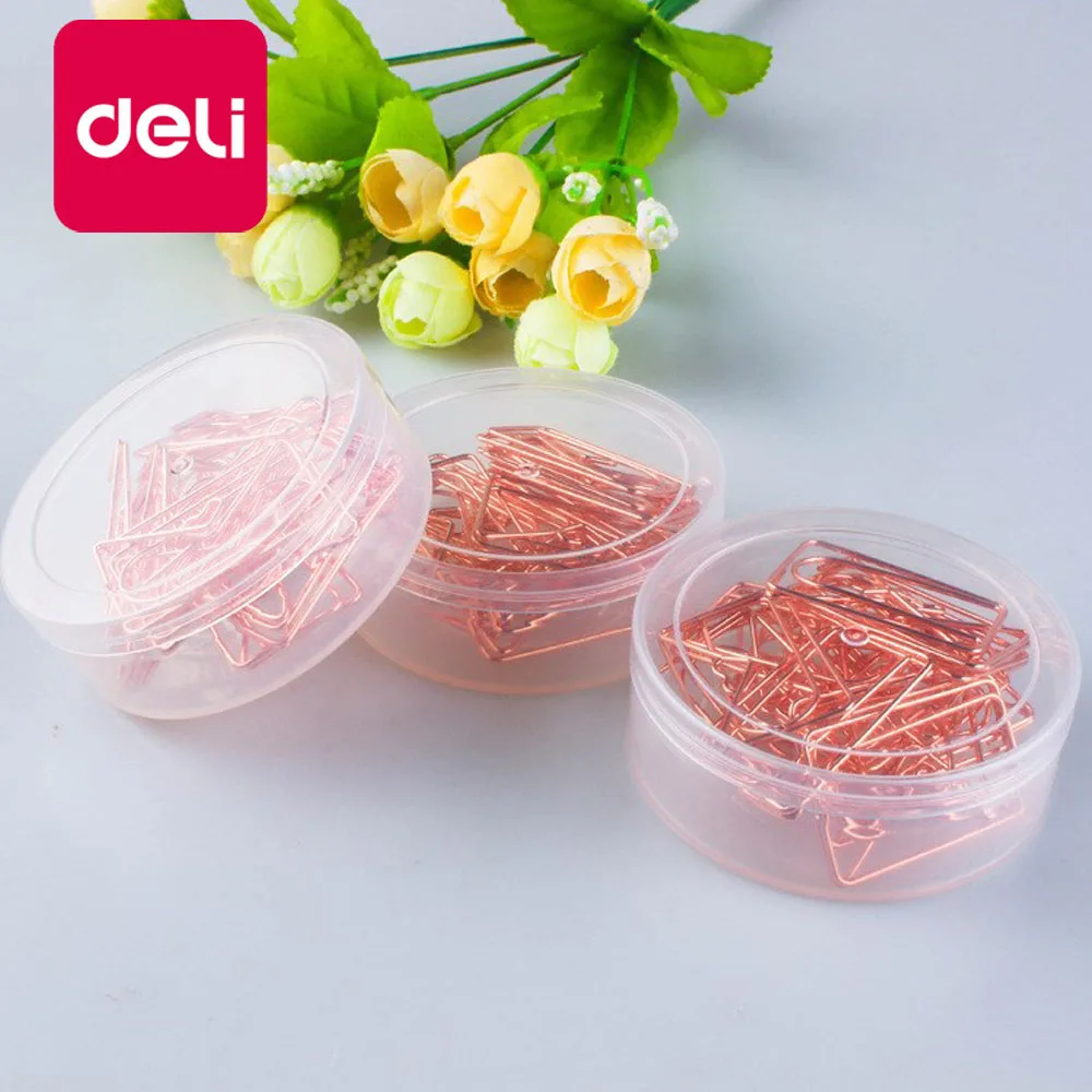 Deli 12 шт./кор. розовый позолоченный металлический материал бумажный зажим конверт