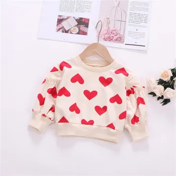 

Girls Tops Clothing Autumn Kids Baby Girl Heart Print Sweatshirts Casual Toddler Blouse Long Sleeve O-Neck Outerwear