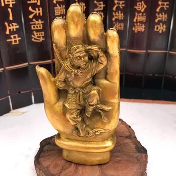 

Chinese Journey to the West Monkey King Buddha Hand Pure Cupper Sculpture Living Room TV Cabinet Figurines Ornaments X3250
