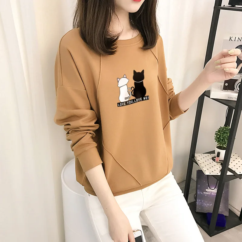 Cotton sweater with early autumn tide ladies Korean version of the thin section loose 2020 new fashion shirt casual sportswear
