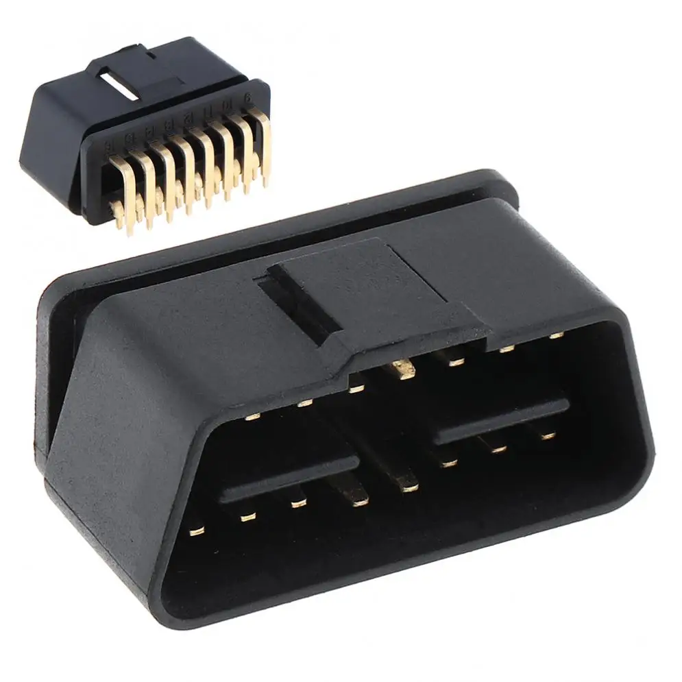 

OBD-II 90 Degrees 16 Pin Male Connector Wire Sockets Connector Plug with Gold Plating Pin New