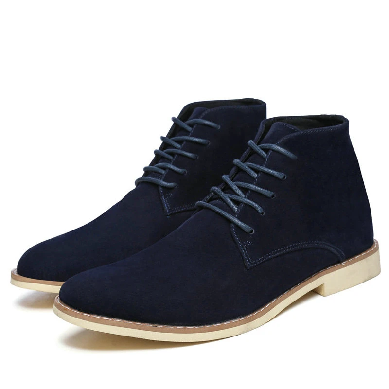 Mazefeng/Брендовые мужские ботильоны; модные ботинки «Челси»; Повседневная Удобная обувь; черные классические ботинки; Мужская Рабочая обувь; botas Hombre - Цвет: Dark Blue