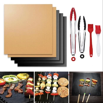 

BBQ Gril Mat Pad Reusable Non-Stick Baking Sheet Mat Heat-resistant Barbecue Copper Grill Mat Pad Cooking Oven Kitchen Tools