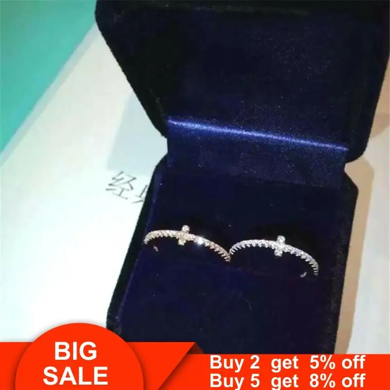 С украшением в форме Креста кольцо Настоящее 925 стерлингового серебра Pave AAAAA cz