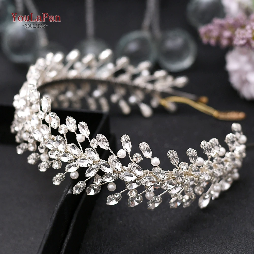 

YouLaPan HP351 Pearl Hair Bands Women Hair Jewelry Rhinestone Headbands Women Tiara Wedding Headpieces for Bride Headband