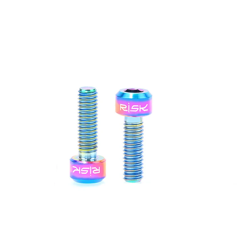 Bicycle Stem Bolts RISK 6pcs/box MTB Bike Titanium M5x16/18 Handlebar Stem Fixing For Front Back Derailleur Seatpost Clamp