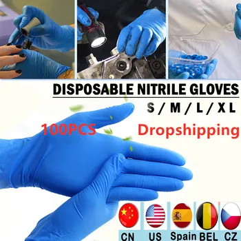 

100pcs Blue Universal Safety Gloves Prevent Bacteria Disposable Latex Gloves Tableware Kitchen Work Rubber Garden Gloves