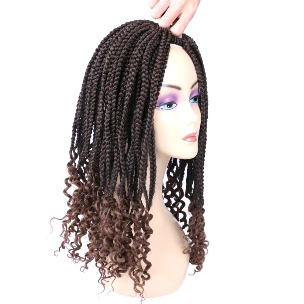 Mtmei Hair 18“ Box Braiding hair with Curly Ends Goddess Box Braids Hair Extentions Senegalese Braids Ombre Box Braiding hair