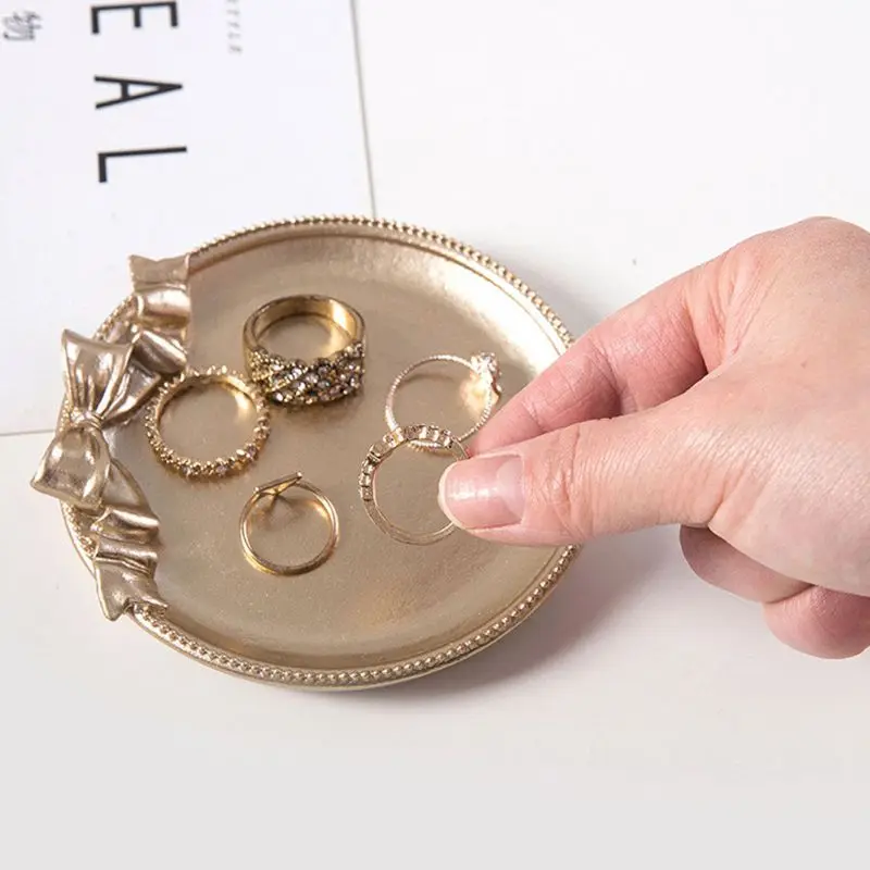 Золотая керамическая тарелка, ювелирный лоток, ювелирный держатель, ювелирный дисплей, кольцо, блюдо-органайзер для ключей, телефона, ювелирный дисплей для часов