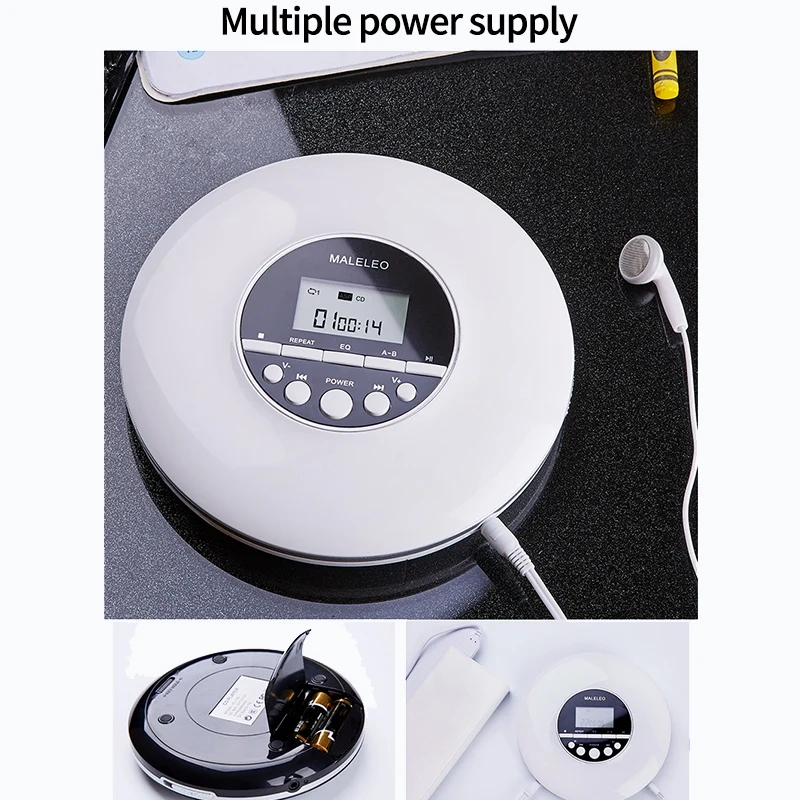Portable CD Player for Adults Students Kids Personal Compact Disc CD Player with Headphones Jack Walkman with LCD Display Whi