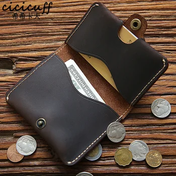 

Crazy Horse Leather Men Wallets Retro Handmade Small Purse Cow Leather Brand Designer Minimalist Wallet Portomonee Mens Wallet