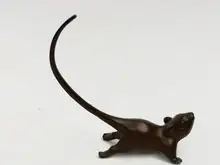 

YIZHU CULTUER ART Collection Old China Bronze Exquisite Carving Mouse Statue pen rack Family Decoration Gift