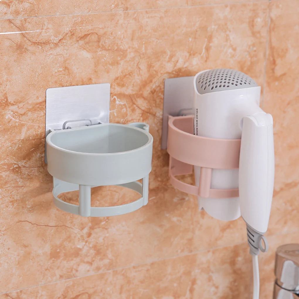 

Hair Dryer Storage 4 Colors Holder Stand ABS Wall Mounted Plastic Space Save Shelf Rack Bathroom Organizer Hook