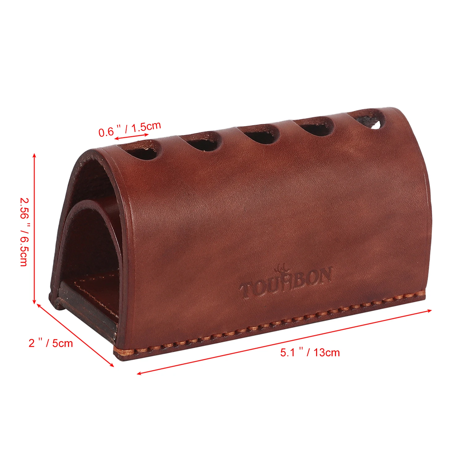 Tourbon Premium Genuine Leather Pen Pencil Holder Organizer 5 Holders Storage for Desktop Stand Office personalized tool bag