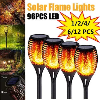 

4PCS Lawn Lamp LED Solar Flame Flickering Lamp Torch Landscape Lights Waterproof Led Solar Flame Light Outdoor Garden Decoration