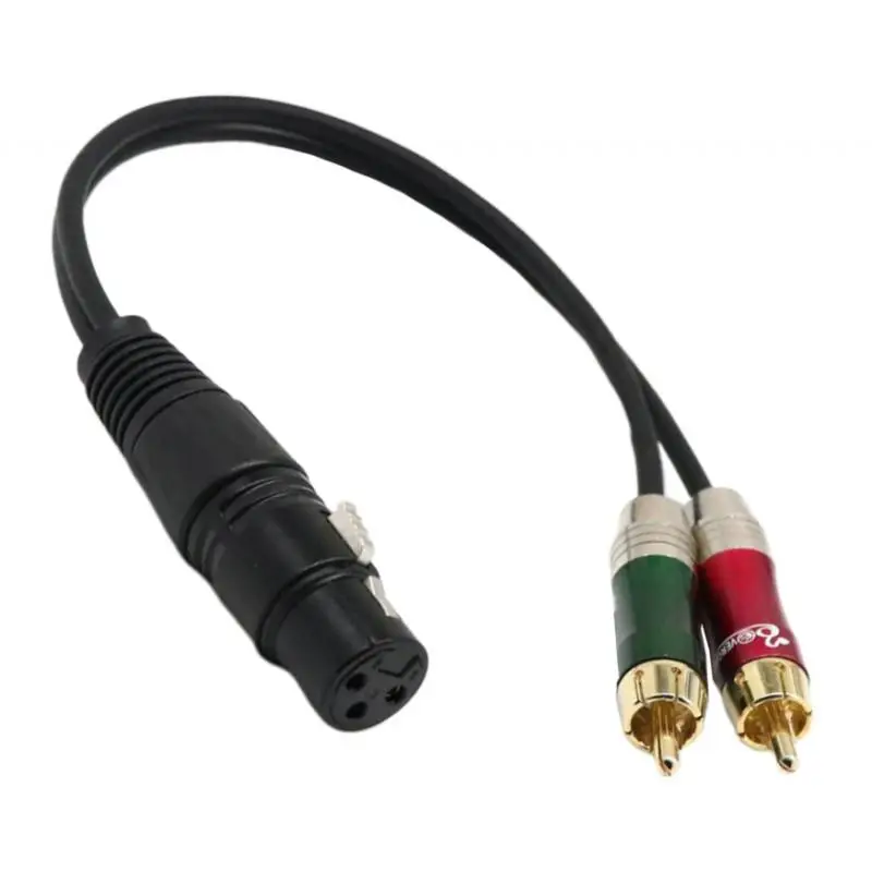 3-Pin XLR Female to 2 RCA Socket Audio Cord Converter Splitter Wire 30cm 12'