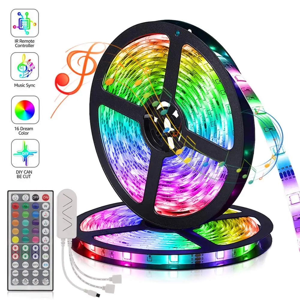 

Music Sync LED Strip Ribbon Led 12v Luces LED App Controlled Lamp Remote Control Ambilight TV Backlight Rgb Tape 5M 10M 15M 20M