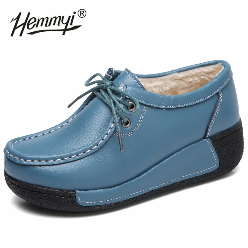 Winter New Large Size Leather Plush Warmth with Rocking Shoes To Increase 5CM Thick-soled Cotton Shoes Platform Chunky Sneakers