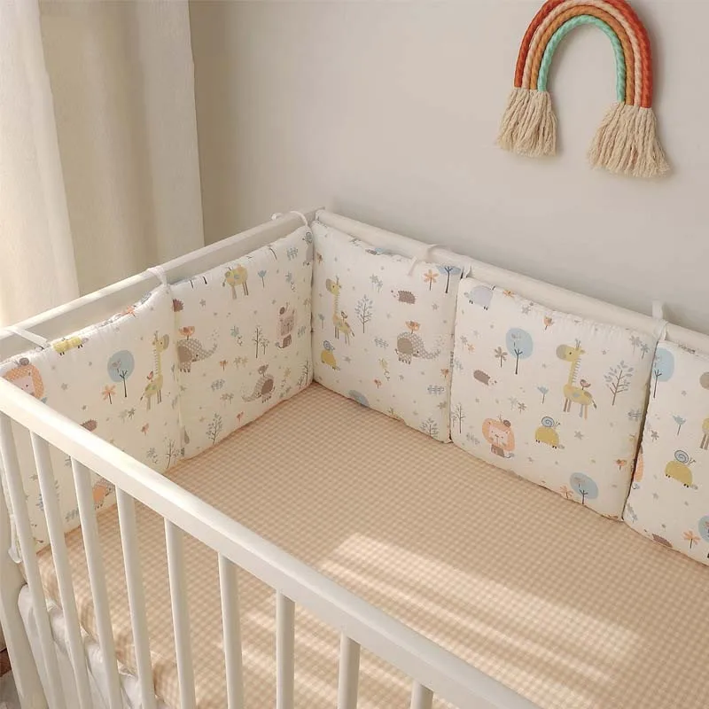 

6Pcs Baby Bed Bumper Muslin Cotton Sides INS Nordic Room Decoration In The Crib For Newborns Cradle Protector Infant Cushion Bed