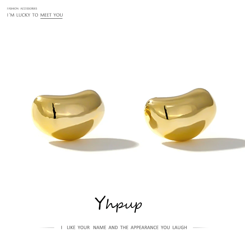 Yhpup минималистичный корейский, геометрической формы серьги-гвоздики из металла Lucky Bean брендовые серьги для женщин ювелирные изделия для вечеринки подарок Bijoux S925