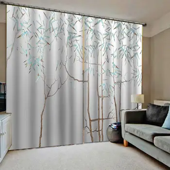 

grey curtains Luxury Blackout 3D Window Curtains For Living Room Bedroom bamboo curtains