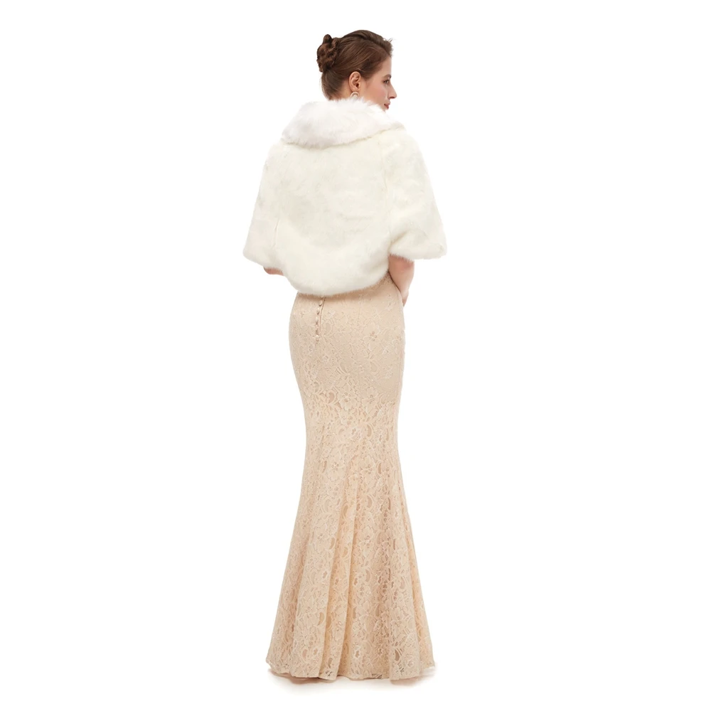 Ivory Bolero Faux Fur Stole shrug 2020 High Quality cloaks Fur Bolero Women Coat Bridal Capes Winter Wedding Jacket Fur Capas