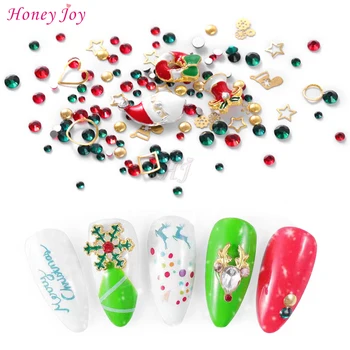 

3D Christmas Santa Claus Red Hat Decoration Glitter Rhinestones Alloy Glitters Art Nail Jewelry DIY Tools Manicure