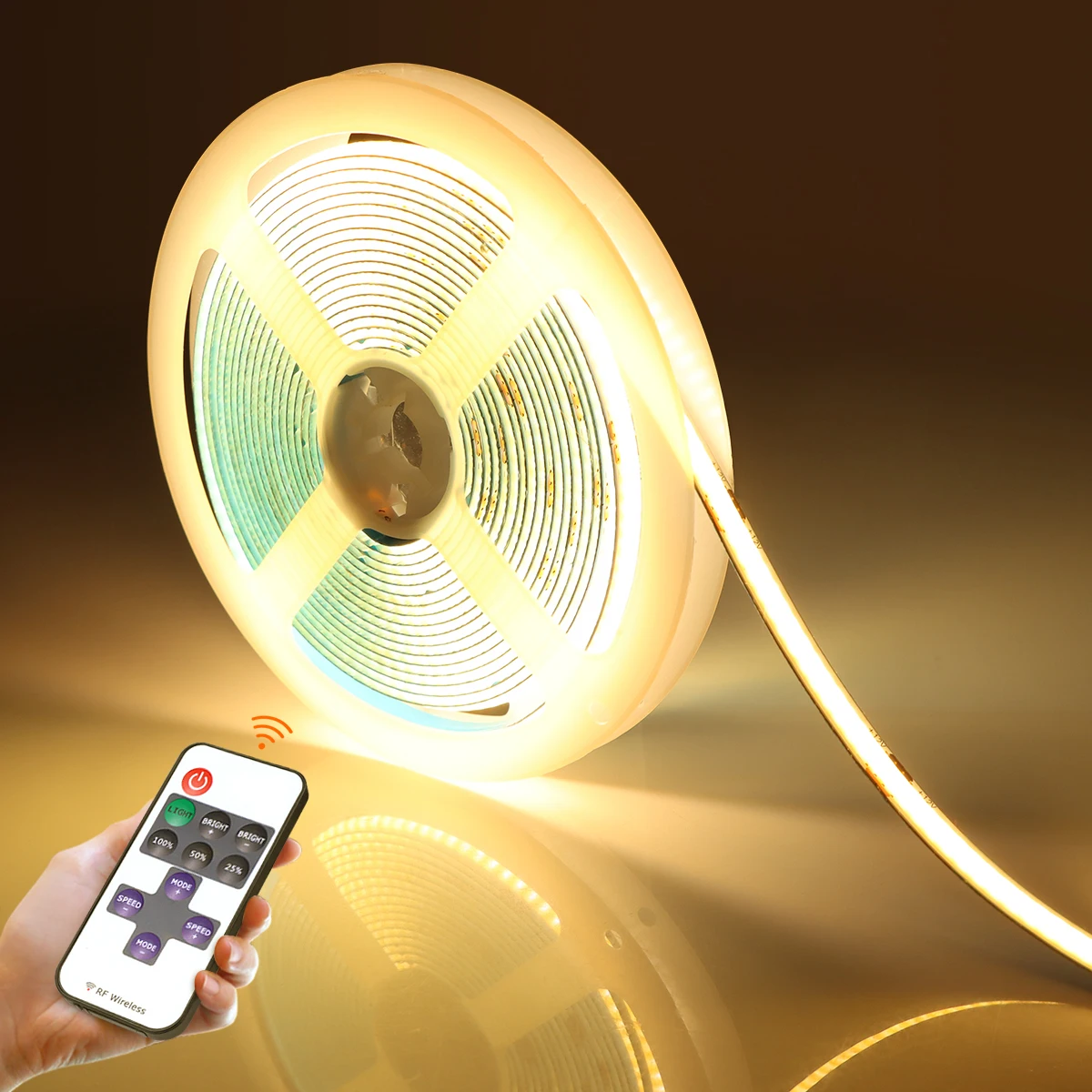 High Density Flexible Soft COB RA90 LED Strip with RF Remote Control DC 12V Dimmable Ribbon Lamp Linear Light 3000K 4000K 6000K | Лампы и