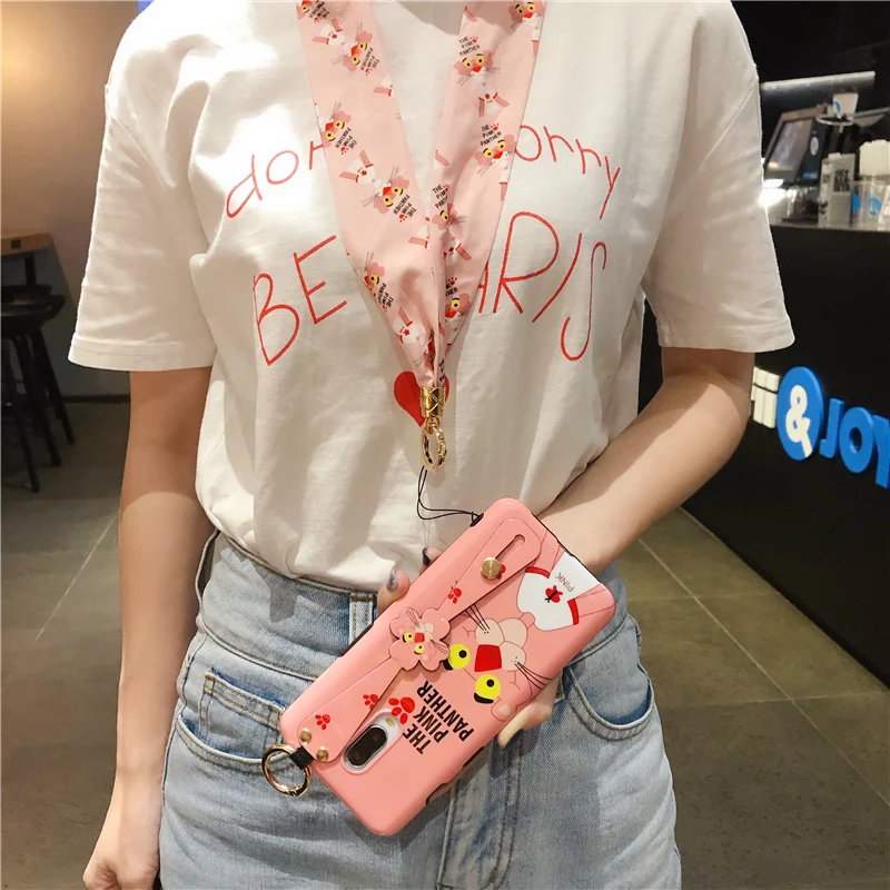 Чехол с ремешком на запястье для oneplus 7 pro Sailor moon, мягкая задняя крышка для телефона с розовой пантерой для oneplus 7 pro 1+ 7 чехол с рисунком+ ловушка