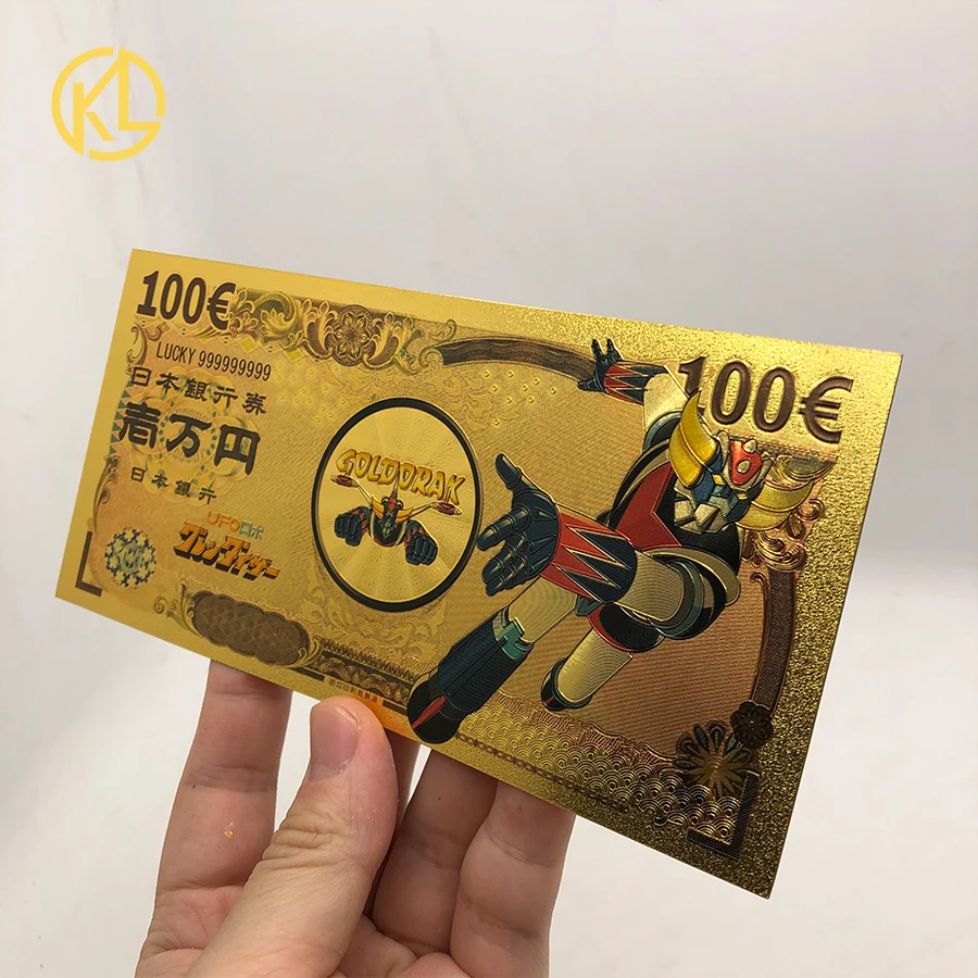 1set Japanese Anime UFO Robot Grendizer Goldorak Gold Foil Banknote Plastic Cards for Collection and Gifts