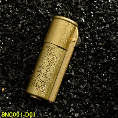 BNC001-D01 Нежная резьба бензиновая Зажигалка керосиновая Кремниевая зажигалка Ретро тренчи Чистая медь, латунь бензин ветрозащитные неплоские металлические гаджеты - Цвет: BNC001-D01