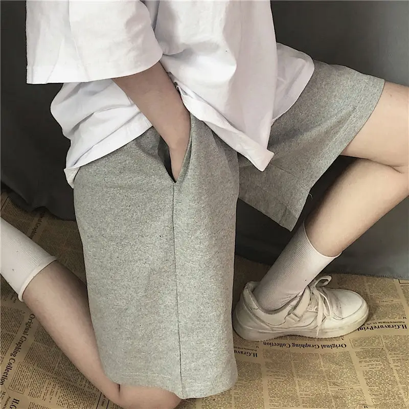 Spodenki damskie do kolan lato luźne BF Streetwear Harajuku szerokie nogawki pary studenci Unisex moda na wszystkie mecze Ulzzang szykowna, nowa 6 Spodenki damskie do kolan lato luźne BF Streetwear Harajuku szerokie nogawki pary studenci Unisex moda na wszystkie mecze Ulzzang szykowna, nowa 6