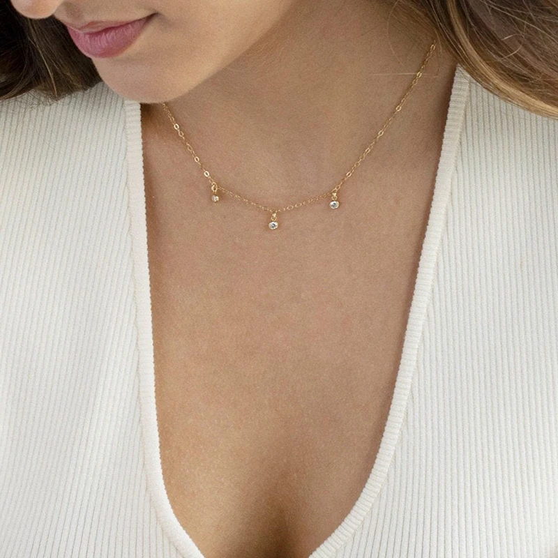 

Gold Filled Zircon Necklace Handmade Jewelry Boho Choker Custom Pendants Minimalism Collier Femme Kolye Collares Women Necklace