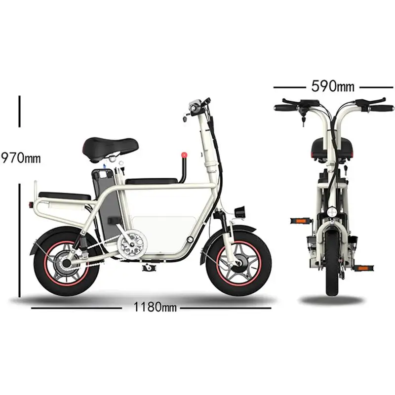 12 Inch Parent-Child Electric Bicycle Bike Two Wheels Electric Bicycles 400W 48v 35KM/H Electric Scooter With Seat For Adult