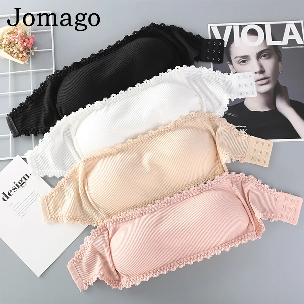 

Jomago Push Up Bra Sexy Bralette Back Closure Floral Lace Bra Strapless Bras Wireless Bralette with Breast Pad Bras for Women