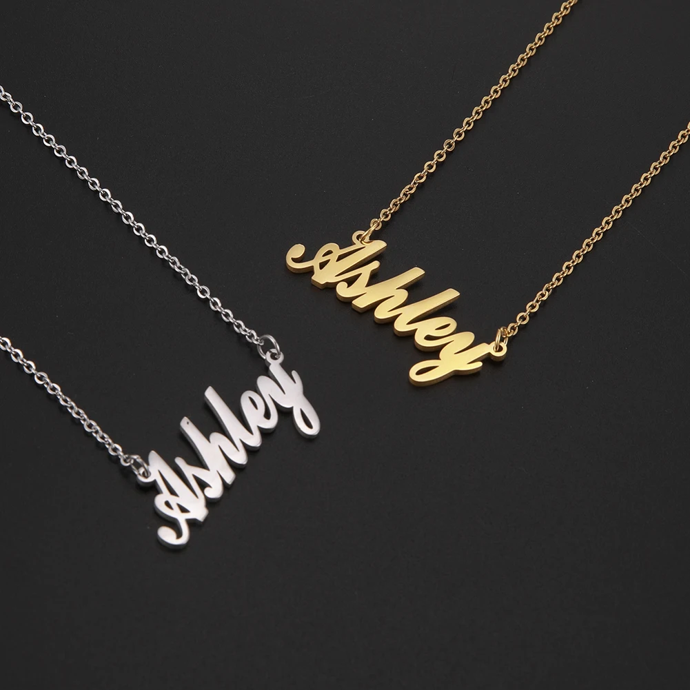 Teamer Personalizado Nome Personalizado Colar Ouro Cor Personalizado Placa de Identificação Colar Pingente para Mulheres Homens Ano Novo Natal Presente