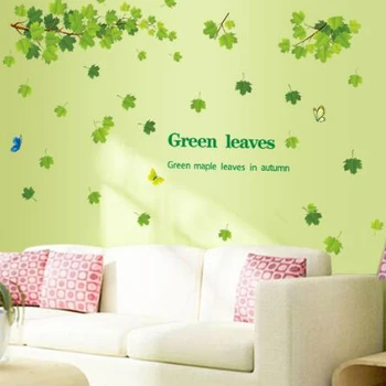 

Green Leaves Wall sticker Maple Leaf Wall Decal Vinyl Glass Plant Stickers For Living room Art DIY removable Decals Home Decor
