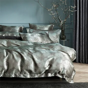 

Luxury Jacquard Bedding Set 2/3PCS Silk Satin Duvet Cover Bed Linen King Queen Size Comforter Quilt Cover For Adults