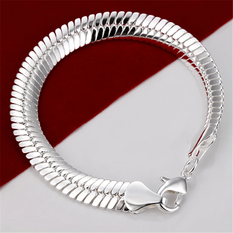 Charmhouse Серебро 925 браслеты для мужчин и женщин 10 мм змеиная цепь звено браслет и браслеты Pulseira Модные Ювелирные изделия Подарки