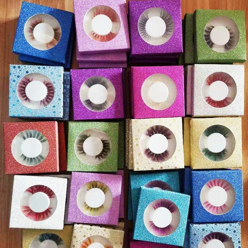 New color 3D luxury mink lashes wholesale natural long individual thick fluffy colorful false eyelashes Makeup Extension Tools