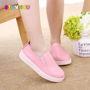 

2020 Autumn Children Shoes Boys Sneakers White Girls Casual Shoes Leather Non-slip Toddler Sneakers Flats Leisure Kids Shoes