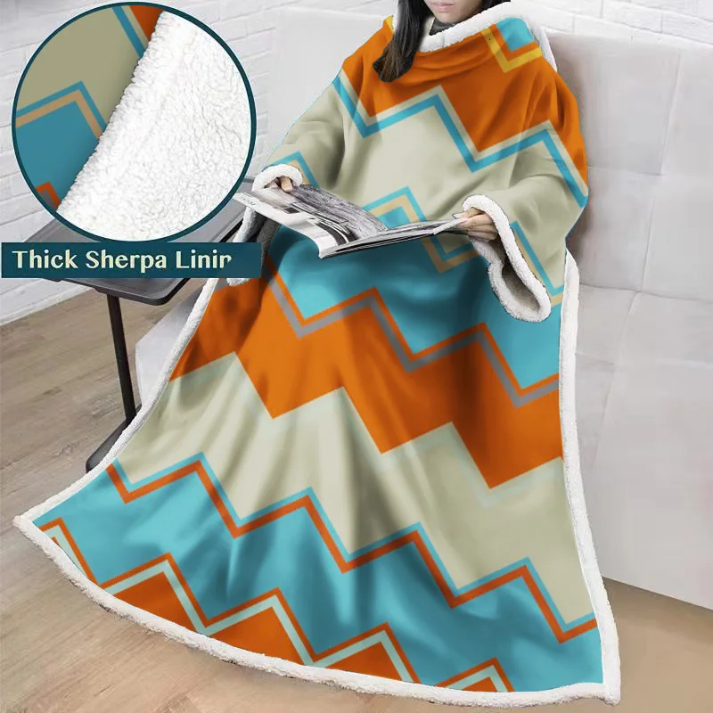 Богемное одеяло с рукавами красочные 3D печать одеяло для взрослых микрофибра шерпа флисовый диван одеяло Открытый плюш коралл - Цвет: color18