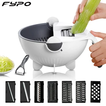 

Manual Slicer Drainer Bowl Vegetable Fruit Cutter Kitchen Gadget Mandoline Chopper Grater With Rotate Drain Basket Cutter
