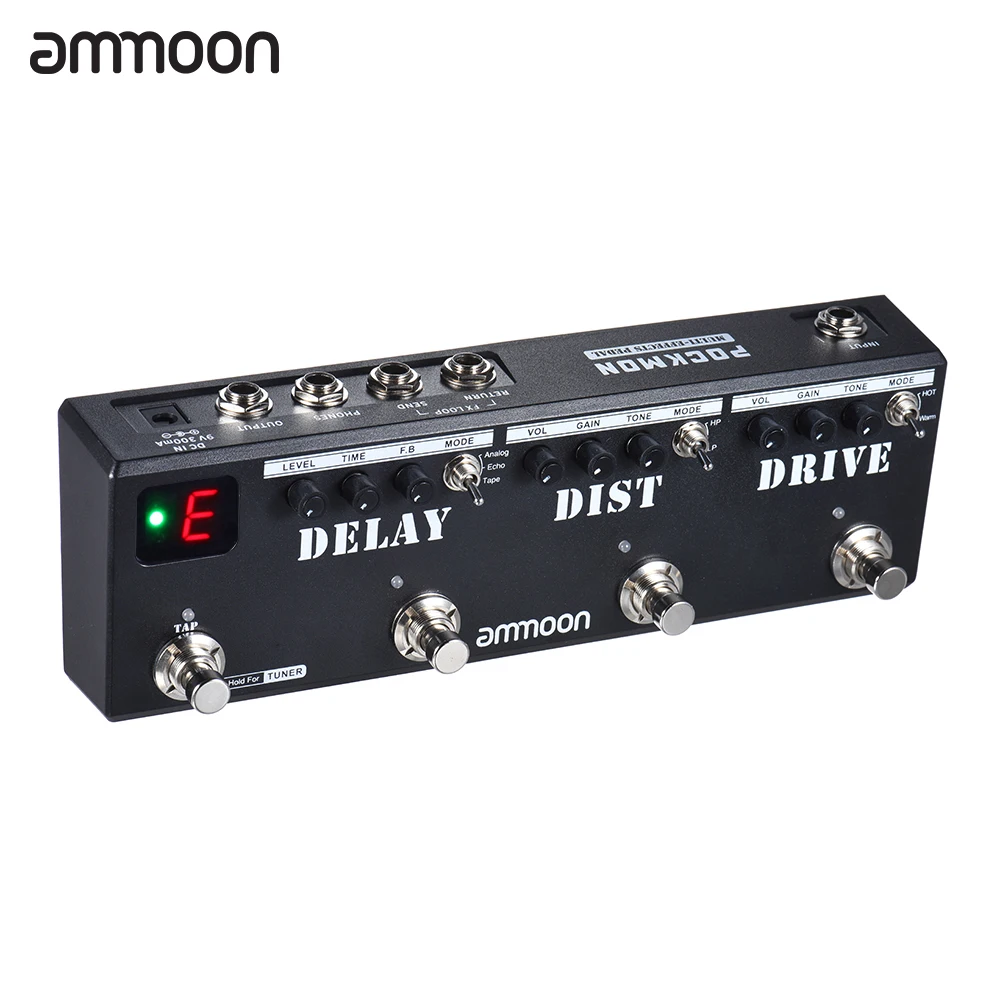 Мультиэффекты ammoon POCKMON фотовспышка с тюнером задержкой искажением Overdrive FX Loop