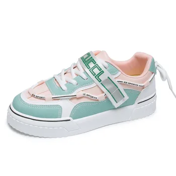 

Flat Shoes Woman Sneakers 2020 Spring New Fashion Students Casual Shoes Lace Up Hook & Loop Thick Bottom Platform Women Shoes