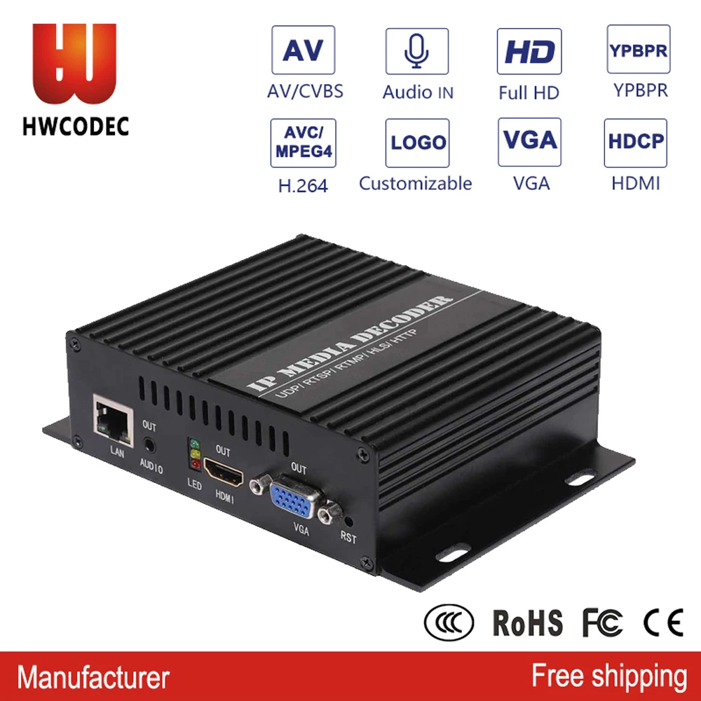 HWCODEC H3210 H.264 CVBS/ VGA/ YPBPR/ HDMI вход видео аудио кодировщик для RTMPS P2P SRT HTTP RTSP RTMP UDP HLS RTP