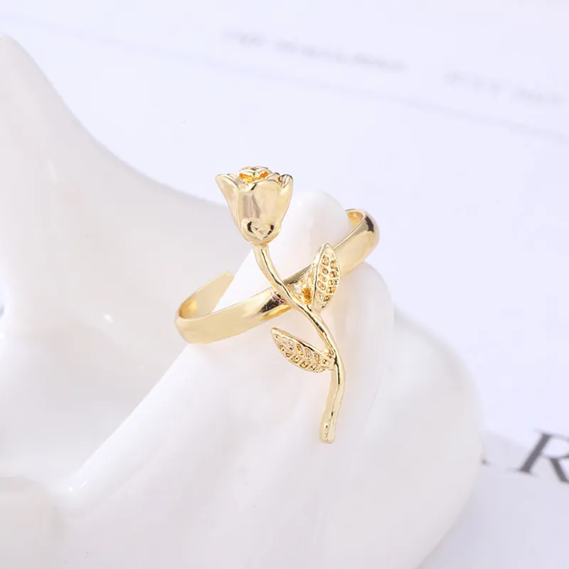 Регулируемое розовое кольцо подарок на день Святого Валентина модный цветок Bague