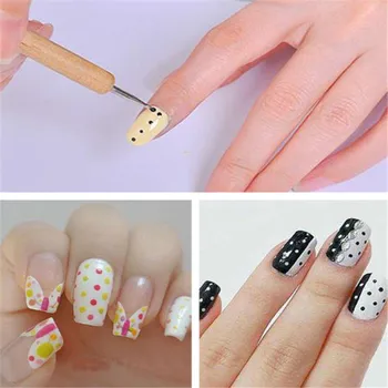 

2 Way Wooden Dotting Pen Rhinestones Picker Nail Art Pen Embossing Pen Nail Art Tools Dotter Puntos Negros
