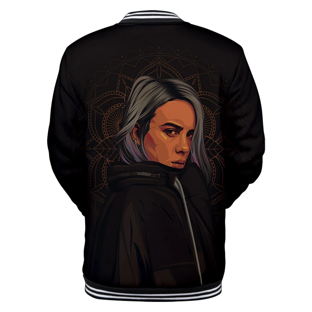 Осенняя мода для девочек 3D бейсбольная куртка billie eilish Женская/мужская бейсбольная форма хип-хоп Harajuku однобортная спортивная одежда